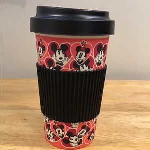 NWT MICKEY AND MINNIE MOUSE BAMBOO TRAVELING MUG